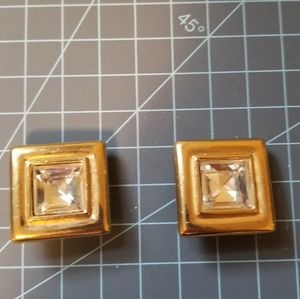 Vintage Givenchy Paris New York clip gold earrings